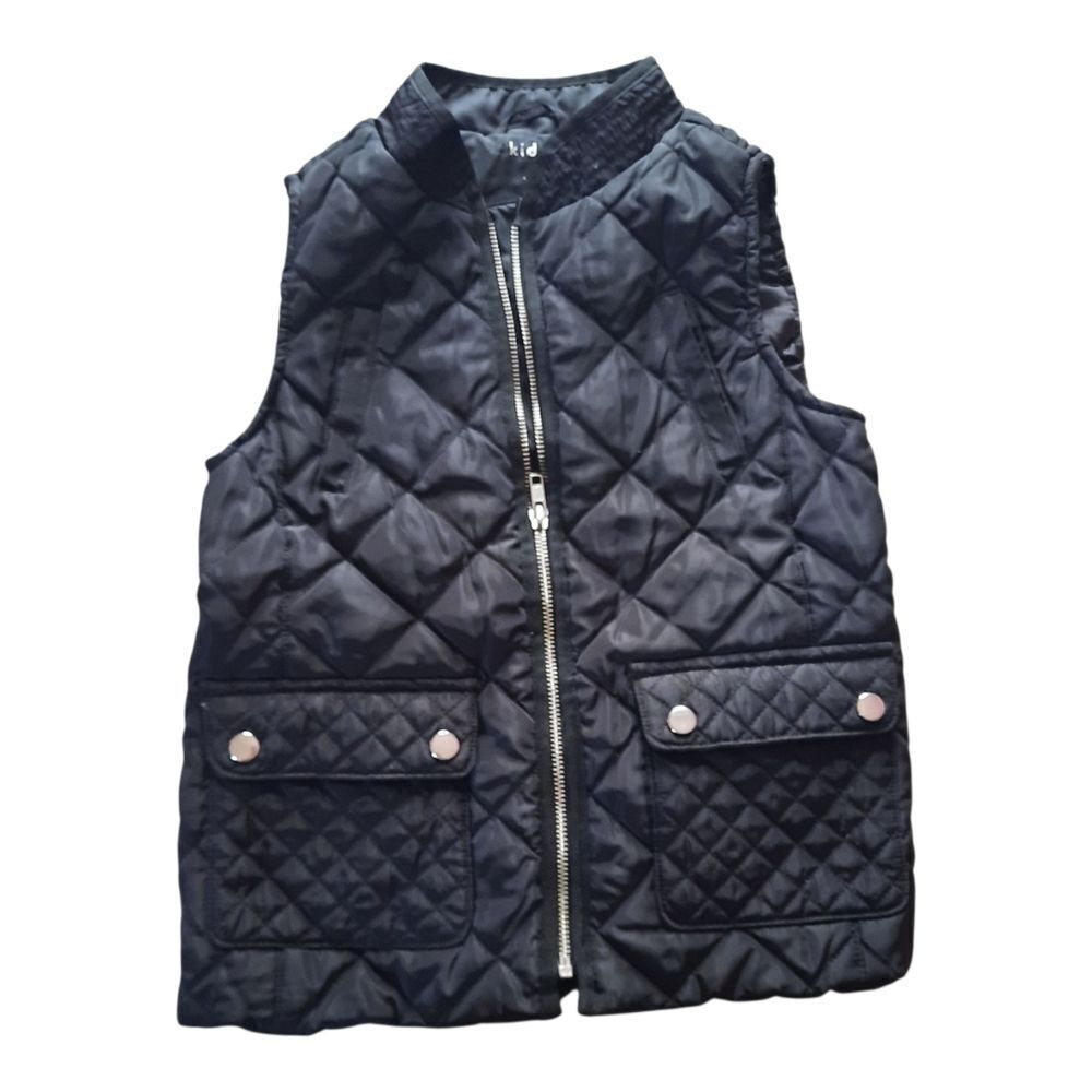 Kidpik Black Quilted Vest with Stand-Up Collar